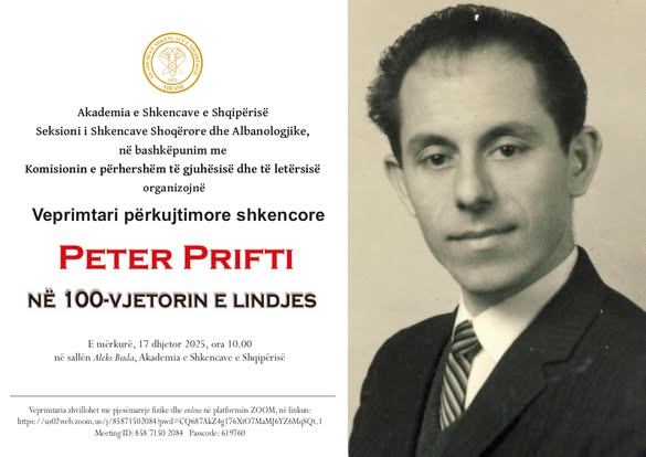 Do të mbahet veprimtari përkujtimore shkencore për Peter Priftin