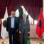 Akad. Skënder Gjinushi, kryetar i Akademisë së Shkencave të Shqipërisë pret në një takim zyrtar zëvendëspresidentin e Akademisë së Shkencave të Lituanisë